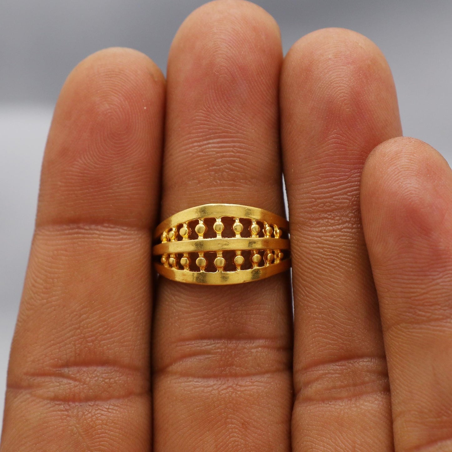 22kt 22k Solid Yellow Gold Handmade Vintage Design Ring Jewelry, K6211