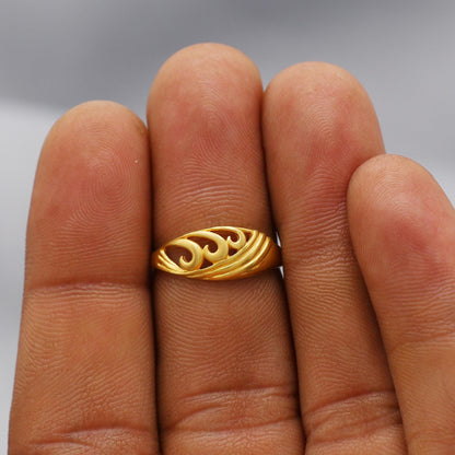 22kt 22k Solid Yellow Gold Handmade Vintage Design Ring Jewelry, K6212