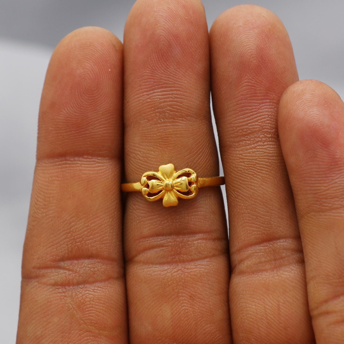 22kt 22k Solid Yellow Gold Handmade Flower Design Ring Jewelry, K6213