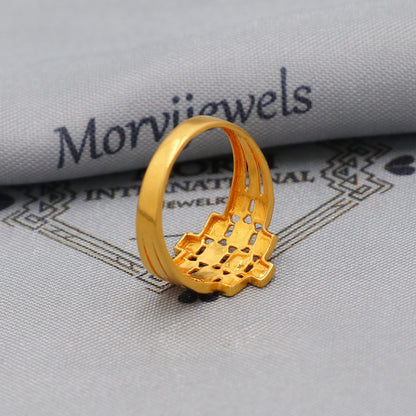 22kt 22k Solid Yellow Gold Handmade Flower Design Ring Jewelry, K6214