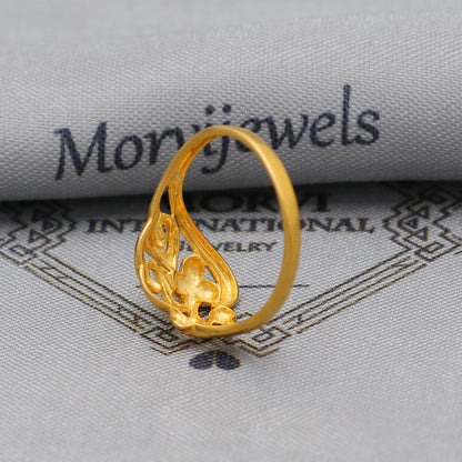 22k 22kt Solid Yellow Gold Handmade Floral Design Ring Jewelry, K6216