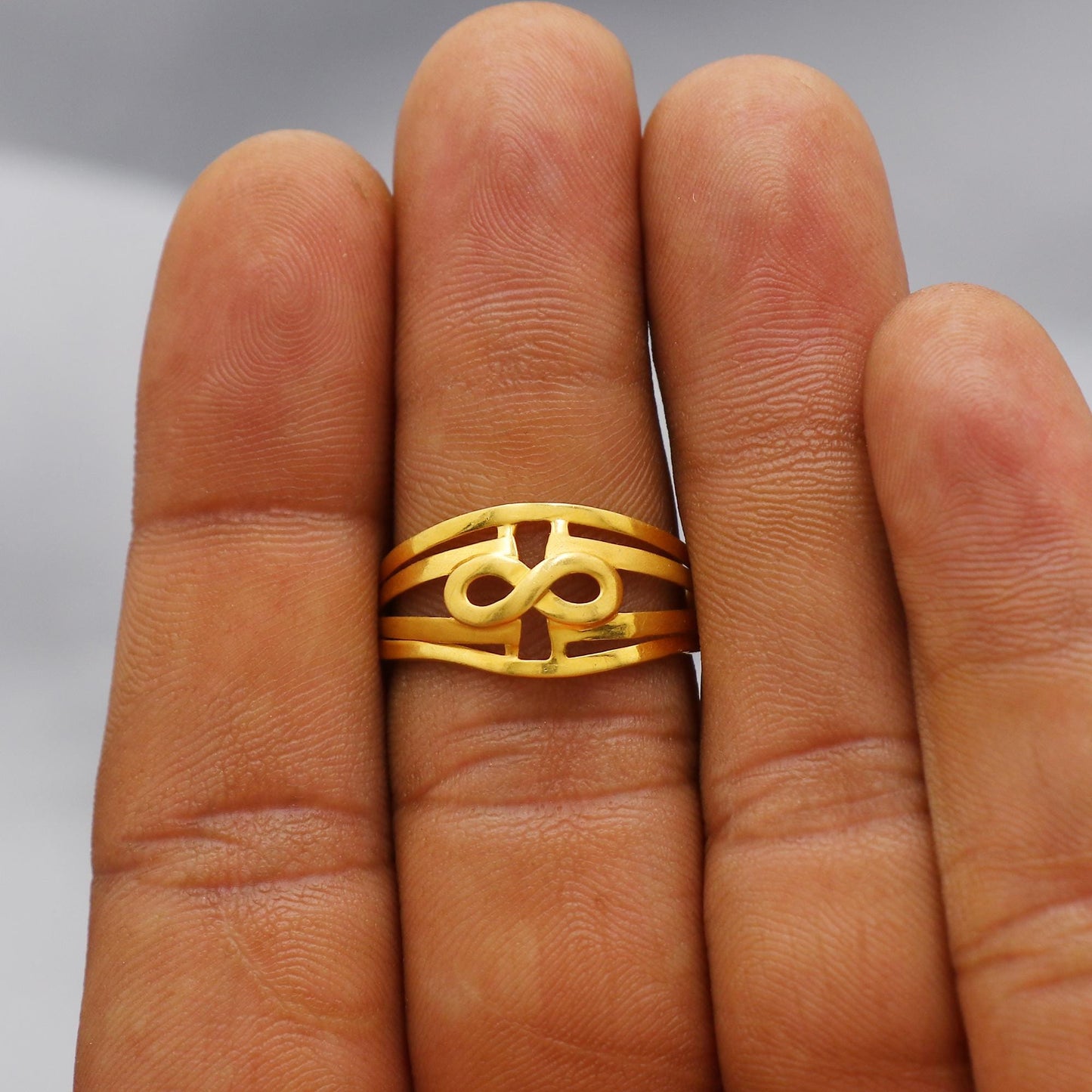 22k 22kt Solid Yellow Gold Handmade Infinity Design Ring Jewelry, K6217