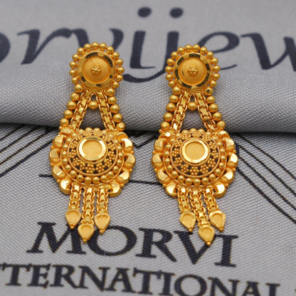22k Yellow Gold Necklace Earrings set Gift, vintage 22k karat 22kt 22ct Indian Gold Handmade wedding necklace indian Jewelry for gift, K6054