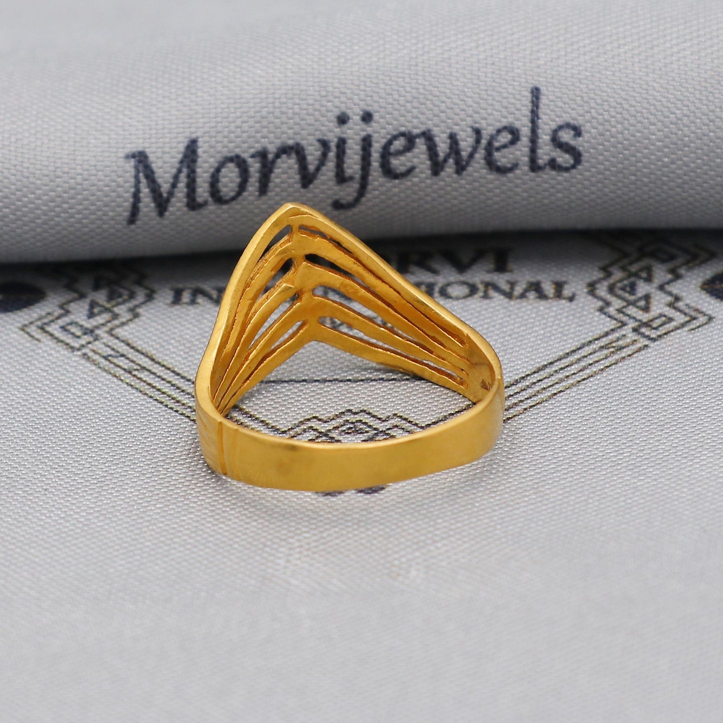 Chevron 22k 22kt Solid Yellow Gold Handmade Ring Jewelry, K6219