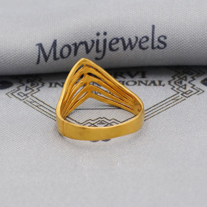 Chevron 22k 22kt Solid Yellow Gold Handmade Ring Jewelry, K6219