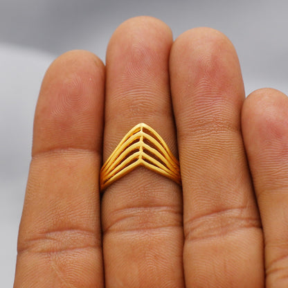 Chevron 22k 22kt Solid Yellow Gold Handmade Ring Jewelry, K6219