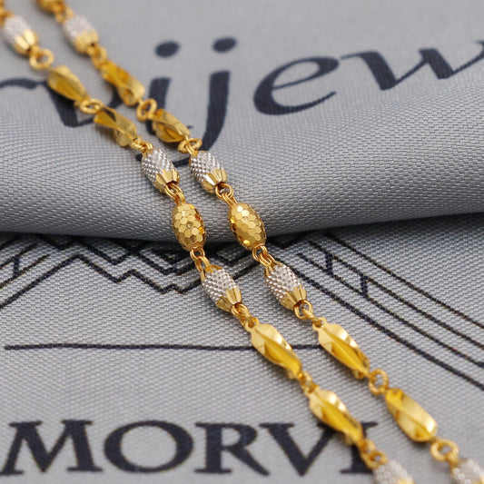 Pure Gold Necklace Chain in 22k Yellow Gold, Designer Gold Bead Style Chain, indian matar mala gold chain necklace jewelry, beads chain