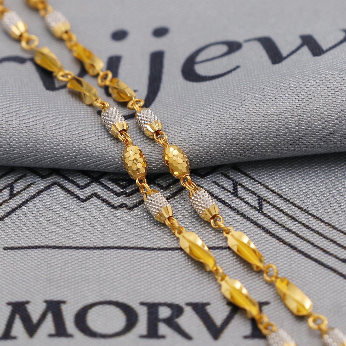 Pure Gold Necklace Chain in 22k Yellow Gold, Designer Gold Bead Style Chain, indian matar mala gold chain necklace jewelry, beads chain