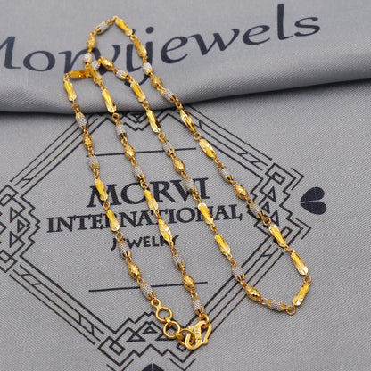 Pure Gold Necklace Chain in 22k Yellow Gold, Designer Gold Bead Style Chain, indian matar mala gold chain necklace jewelry, beads chain