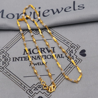 Pure Gold Necklace Chain in 22k Yellow Gold, Designer Gold Bead Style Chain, indian matar mala gold chain necklace jewelry, beads chain