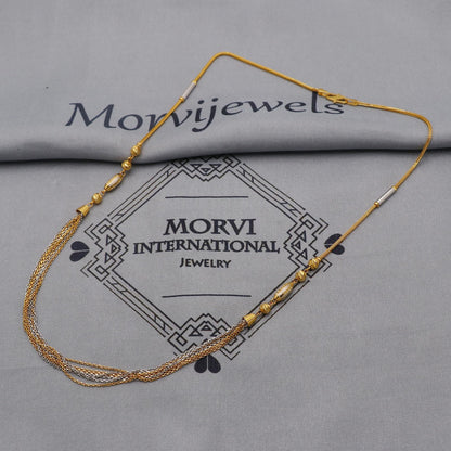 Pure Gold Necklace curb Chain in 22k Yellow Gold, Gold Bead Style Chain, indian multi layer gold chain necklace jewelry, beads chain, K6061