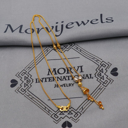 Dangling Beads Foxtail chain 22k Gold Necklace Jewelry, Beads 22kt Jewelry Chain, Indian Gold Necklace, Party Wear Indian Chain Jewelry