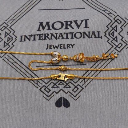Dangling Beads Foxtail chain 22k Gold Necklace Jewelry, Beads 22kt Jewelry Chain, Indian Gold Necklace, Party Wear Indian Chain Jewelry