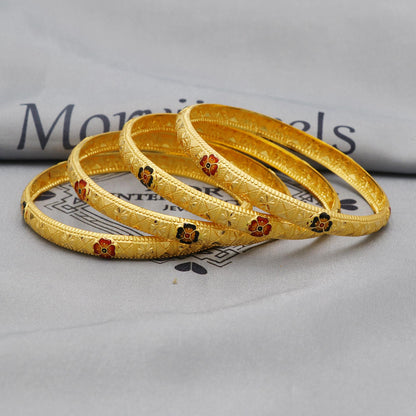 Flower 22k Gold Bangles Indian Handmade vintage design, Bridal Gold Bangles, Bangle Bracelet Wedding women Jewelry, inner wax lakh