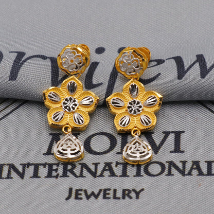 22k two tone Gold Necklace Earrings set Gift , all sizes, 22k karat 22kt 22ct Indian Gold Handmade wedding necklace indian Jewelry for gift,