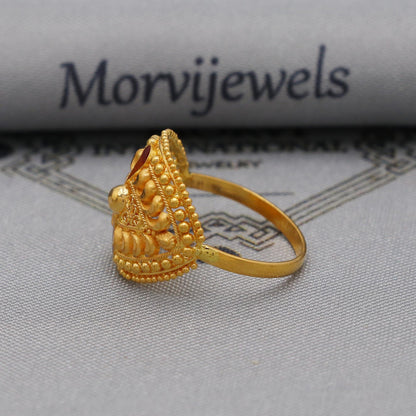 22k pure solid gold handmade ring . genuine 916 gold purity with government hallmarks . Indian jewelry, Oval Shape Women Ring, K6116