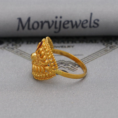 22k pure solid gold handmade ring . genuine 916 gold purity with government hallmarks . Indian jewelry, Oval Shape Women Ring, K6116