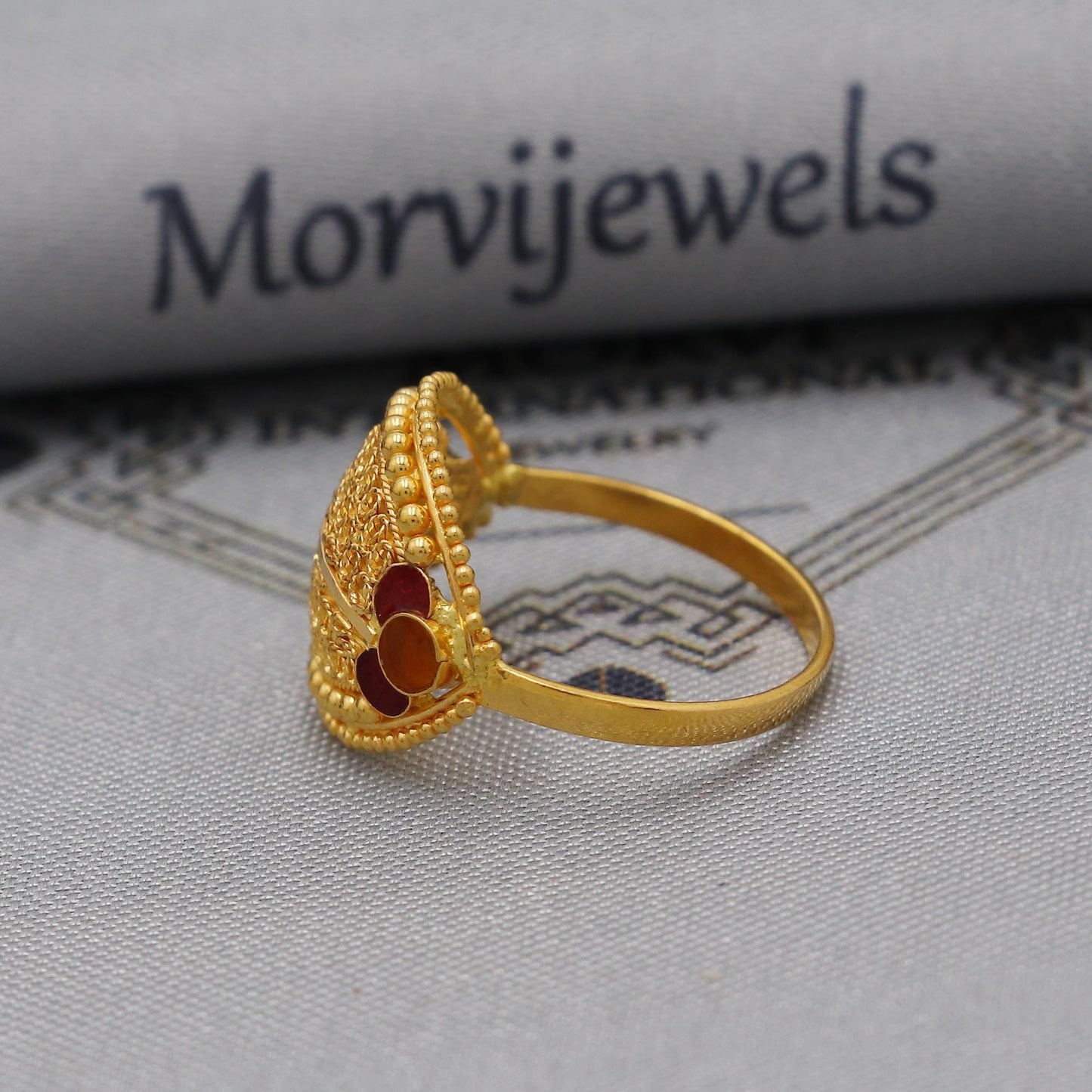 22k pure solid gold handmade ring . genuine 916 gold purity with government hallmarks . Indian jewelry, Oval Shape Women Ring, K6117