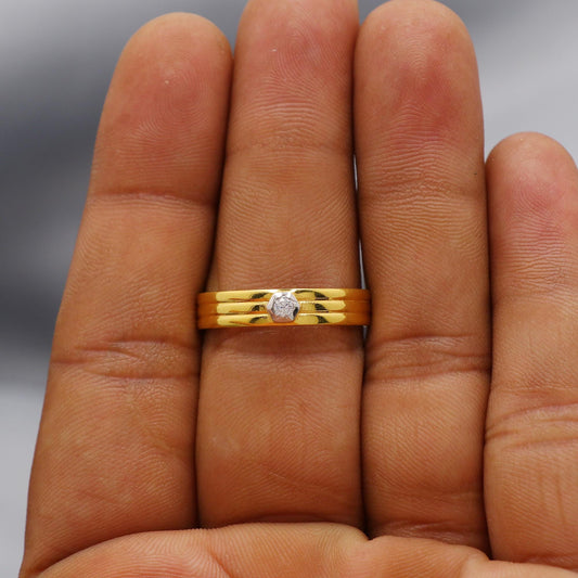 single cz zircon stone ring Handmade 22k Gold Ring Indian Jewelry, K6026