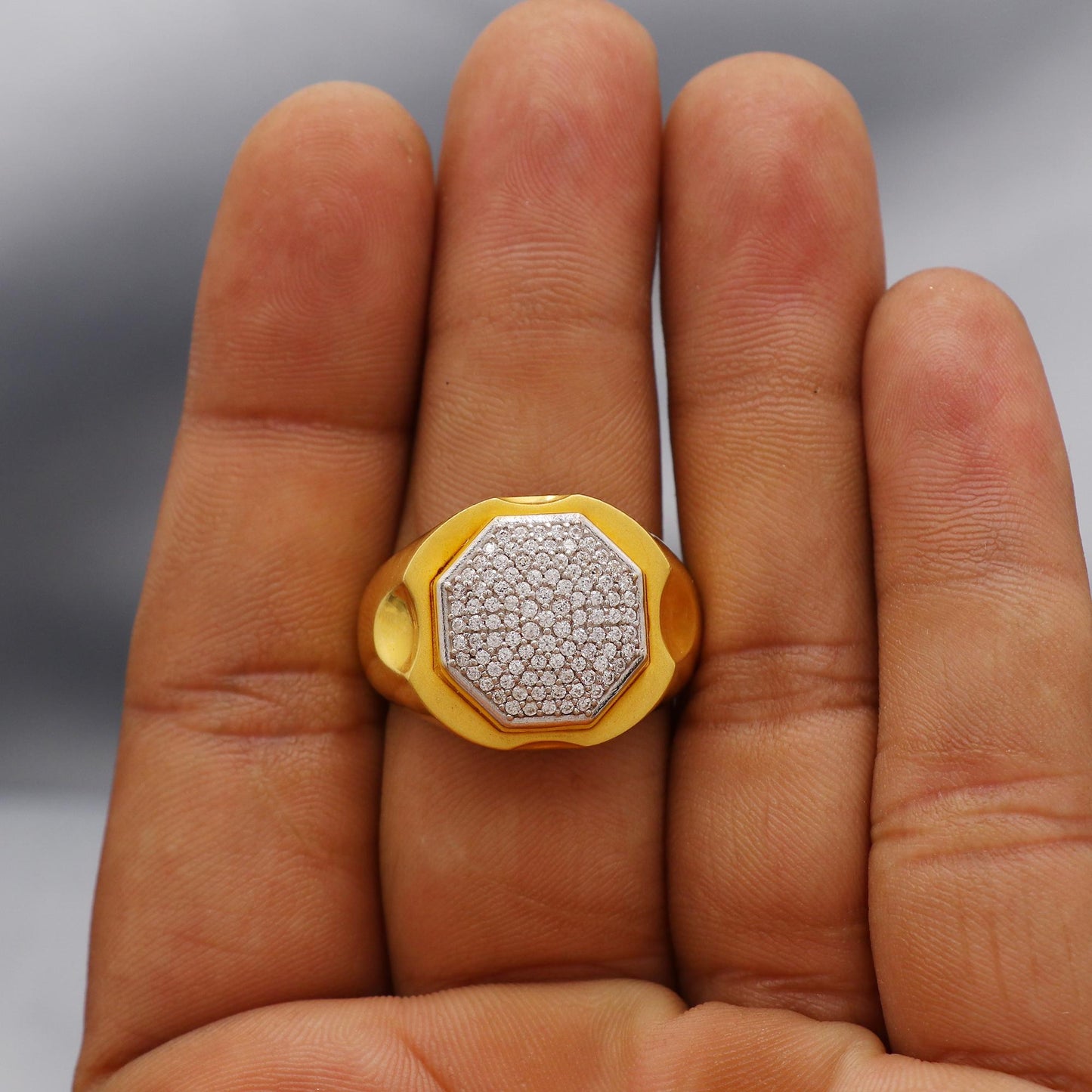 multi cz zircon stone ring Handmade 22k Gold Ring Indian Jewelry, K6024