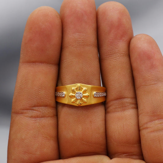 multi cz zircon stone ring Handmade 22k Gold Ring Indian Jewelry, K6022