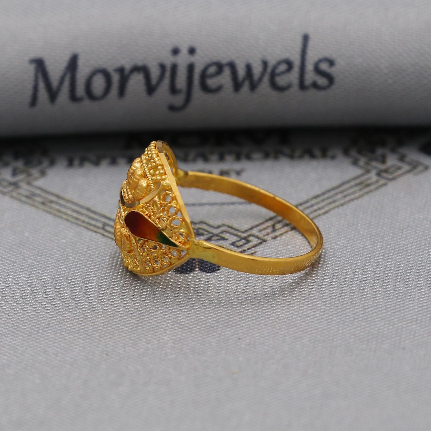 Women 22k Gold Band Vintage Designer Unique New Gold Ring, Solid Gold 22k Ring, Rajasthani Indian Jewelry, Filigree Oval Shape Ring, K6118