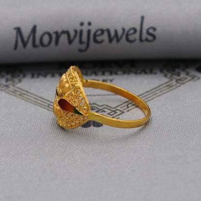 Women 22k Gold Band Vintage Designer Unique New Gold Ring, Solid Gold 22k Ring, Rajasthani Indian Jewelry, Filigree Oval Shape Ring, K6118