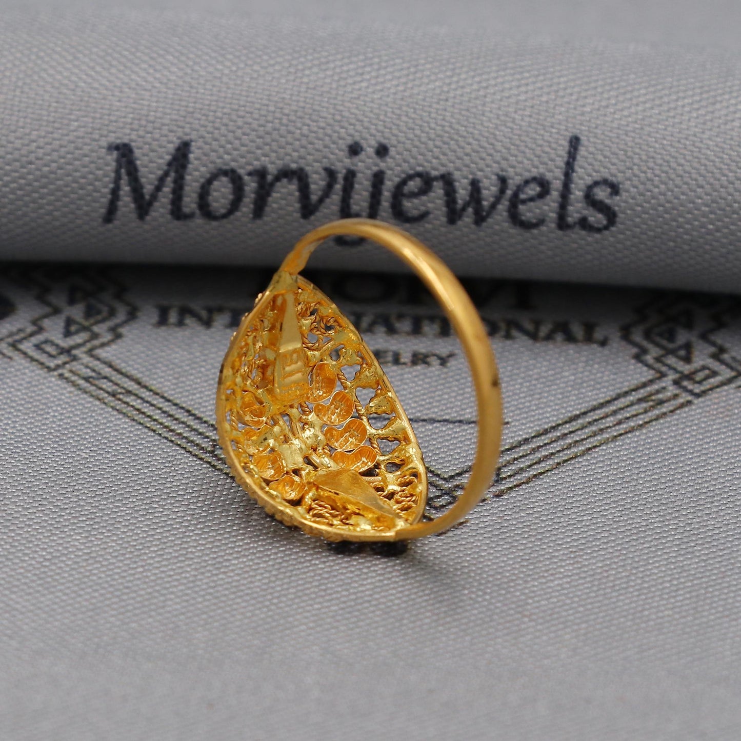 Women 22k Gold Band Vintage Designer Unique New Gold Ring, Solid Gold 22k Ring, Rajasthani Indian Jewelry, Filigree Oval Shape Ring, K6118