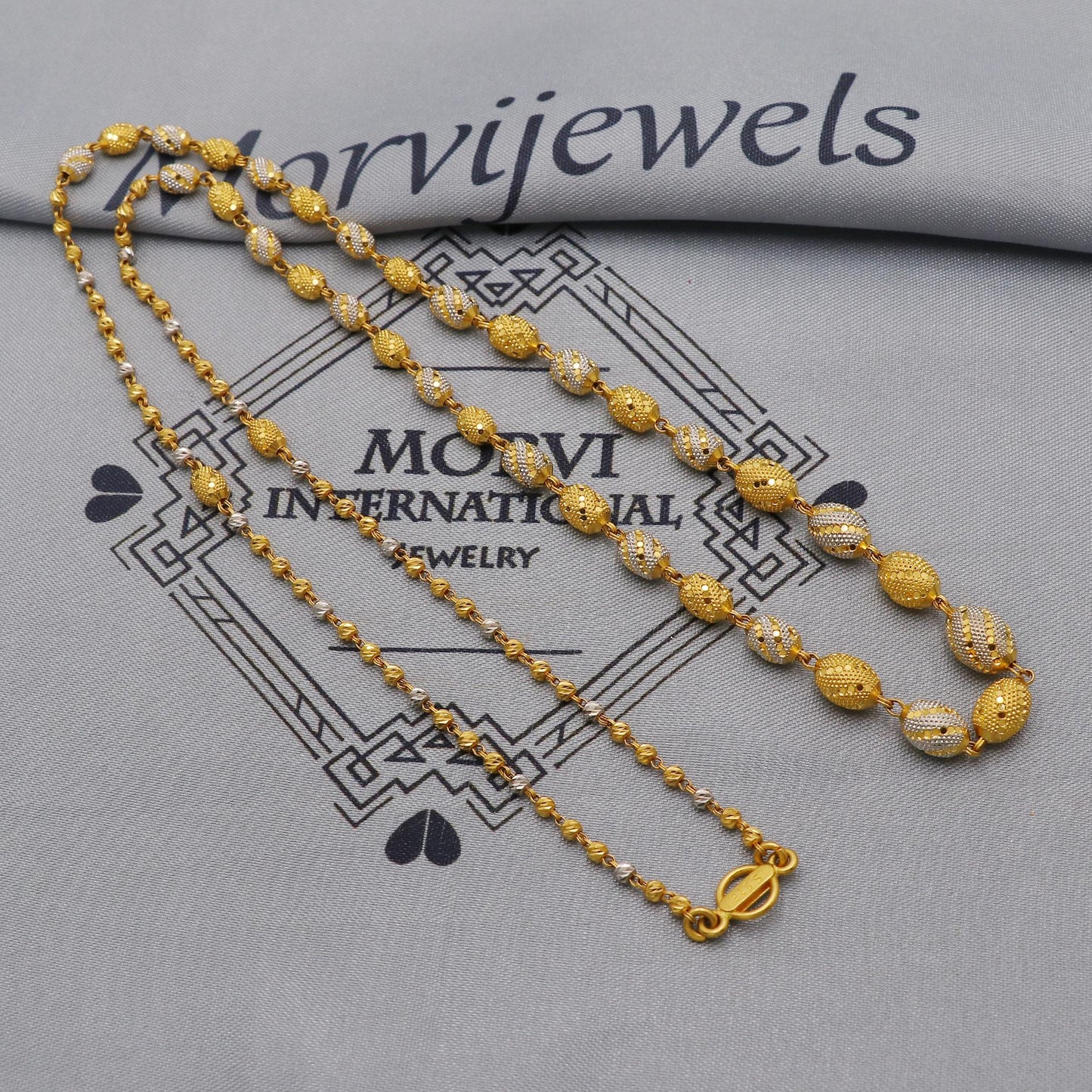 22k Gold Chain Beads Necklace Jewelry, Diamond Cut Beads 22kt Chain, Indian Gold Chain, Party Wear Chain, K6241