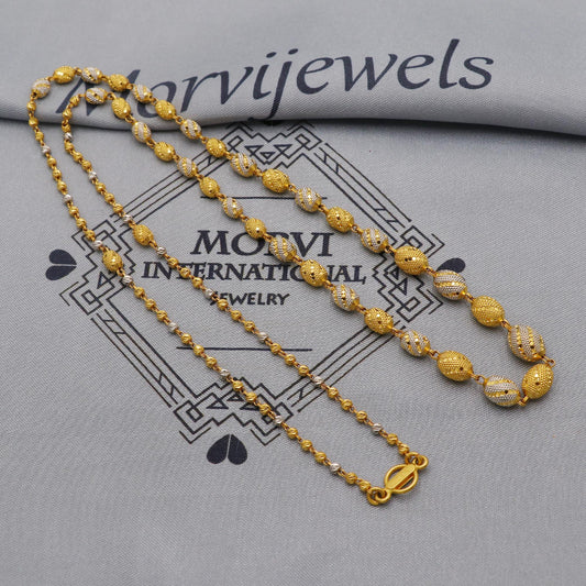 22k Gold Chain Beads Necklace Jewelry, Diamond Cut Beads 22kt Chain, Indian Gold Chain, Party Wear Chain, K6241