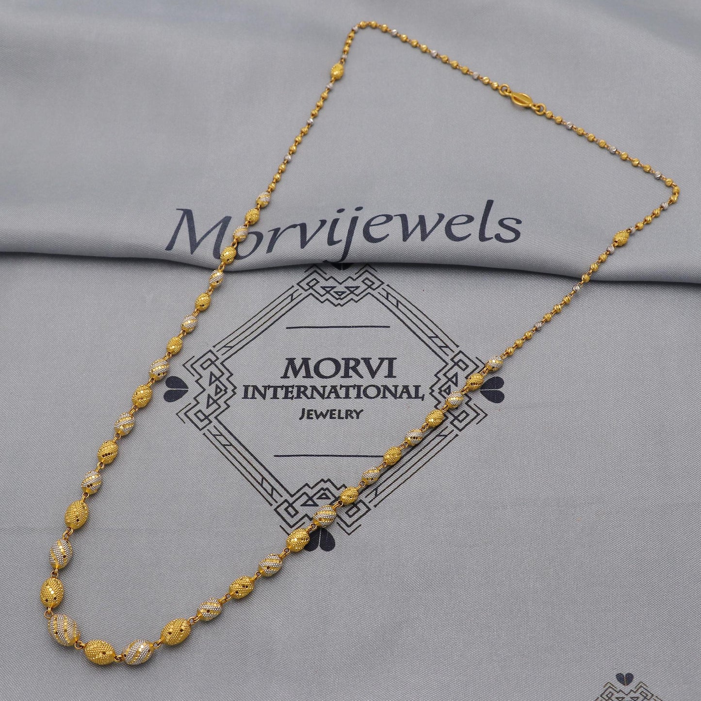 22k Gold Chain Beads Necklace Jewelry, Diamond Cut Beads 22kt Chain, Indian Gold Chain, Party Wear Chain, K6241