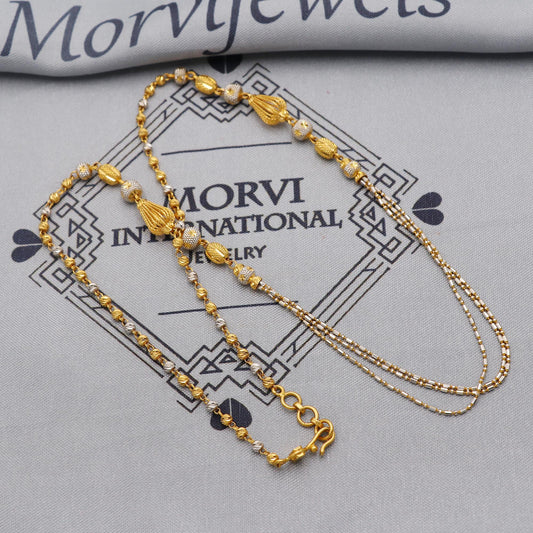 22k Gold Chain Beads Necklace Jewelry, Diamond Cut Beads 22kt Chain, Indian Gold Chain, Party Wear Chain, K6243