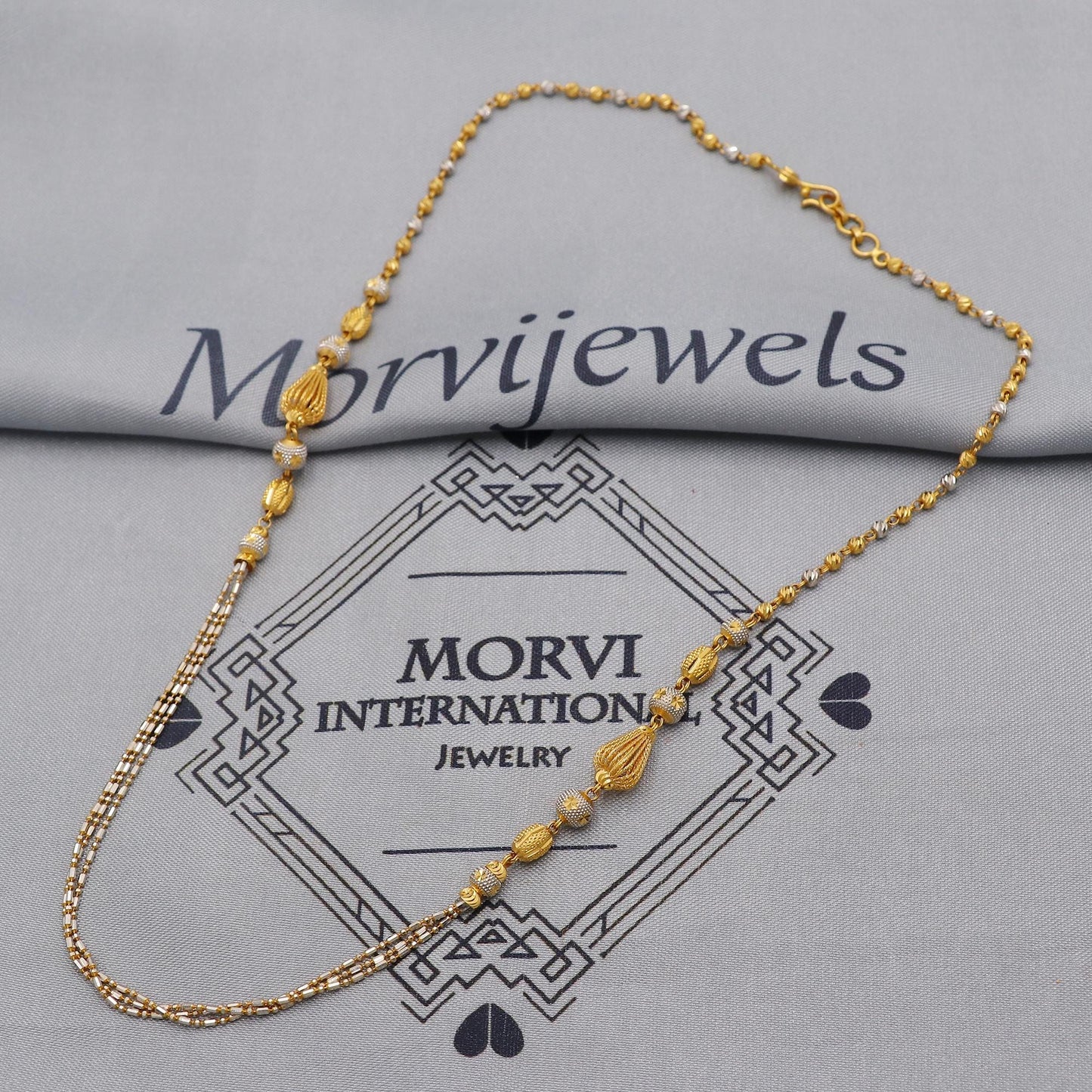22k Gold Chain Beads Necklace Jewelry, Diamond Cut Beads 22kt Chain, Indian Gold Chain, Party Wear Chain, K6243