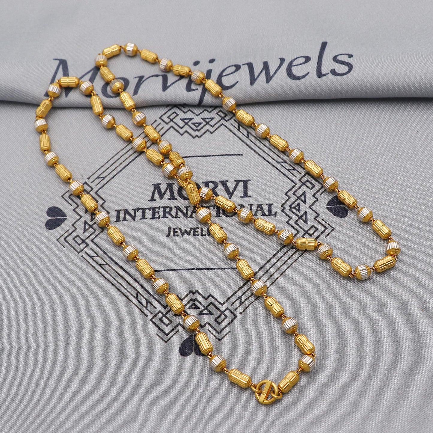 22k Gold Chain Beads Necklace Jewelry, Diamond Cut Beads 22kt Chain, Indian Gold Chain, Party Wear Chain, K6244