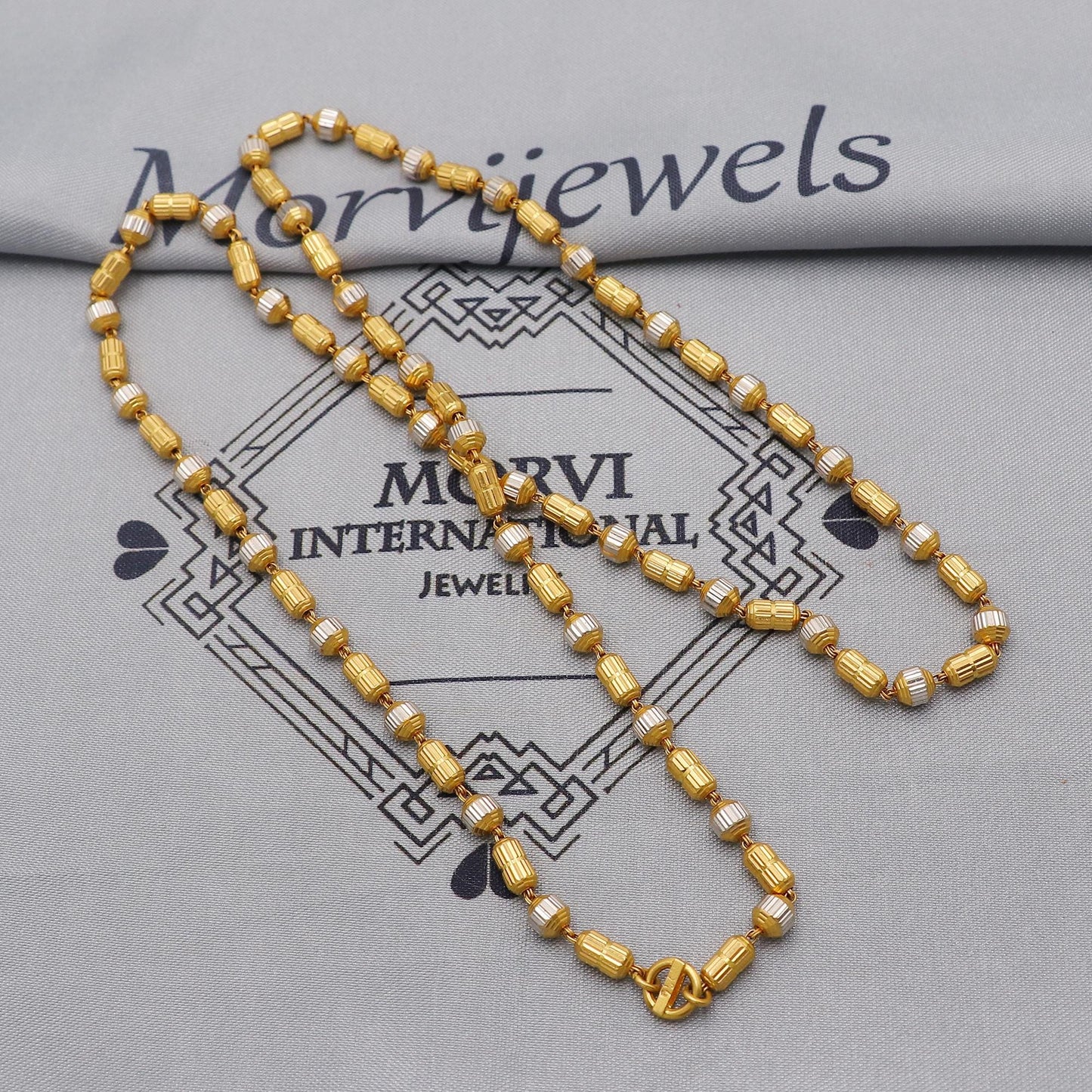 22k Gold Chain Beads Necklace Jewelry, Diamond Cut Beads 22kt Chain, Indian Gold Chain, Party Wear Chain, K6244
