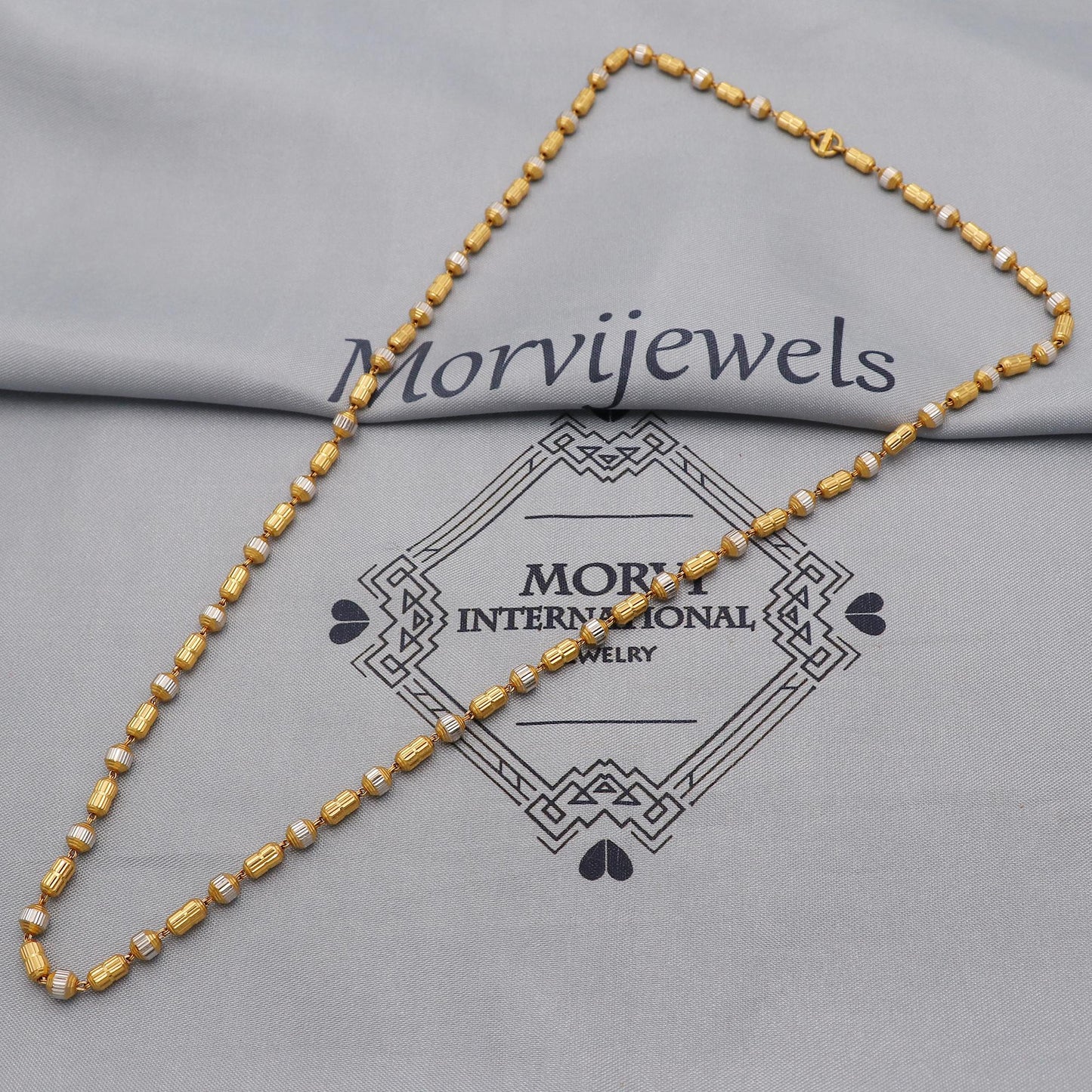 22k Gold Chain Beads Necklace Jewelry, Diamond Cut Beads 22kt Chain, Indian Gold Chain, Party Wear Chain, K6244