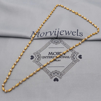 22k Gold Chain Beads Necklace Jewelry, Diamond Cut Beads 22kt Chain, Indian Gold Chain, Party Wear Chain, K6244