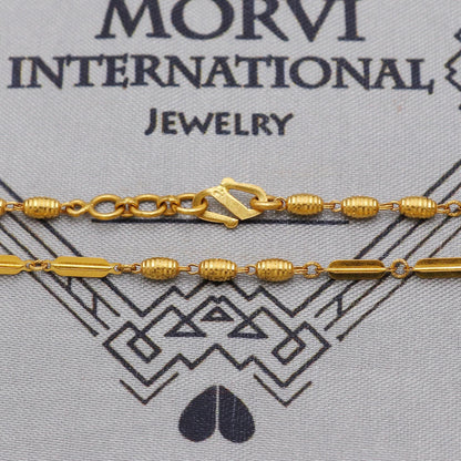 22k Gold Chain Beads Necklace Jewelry, Barrel beads 22kt Chain, Indian Gold Chain, Party Wear Chain, Gold Beads Indian Mala, K6246