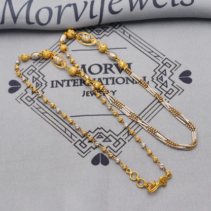 22k Gold Chain Beads Necklace Jewelry, designer beads 22kt Chain, Indian Gold Chain, Party Wear Chain, Gold Beads Indian Mala, K6247