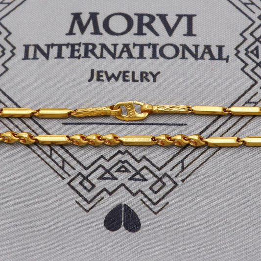 22k Gold Chain Beads Necklace Jewelry, Pipe/Bar Link Chain 22kt Chain, Indian Gold Chain, Party Wear Chain, Gold Beads Indian Mala, K6248
