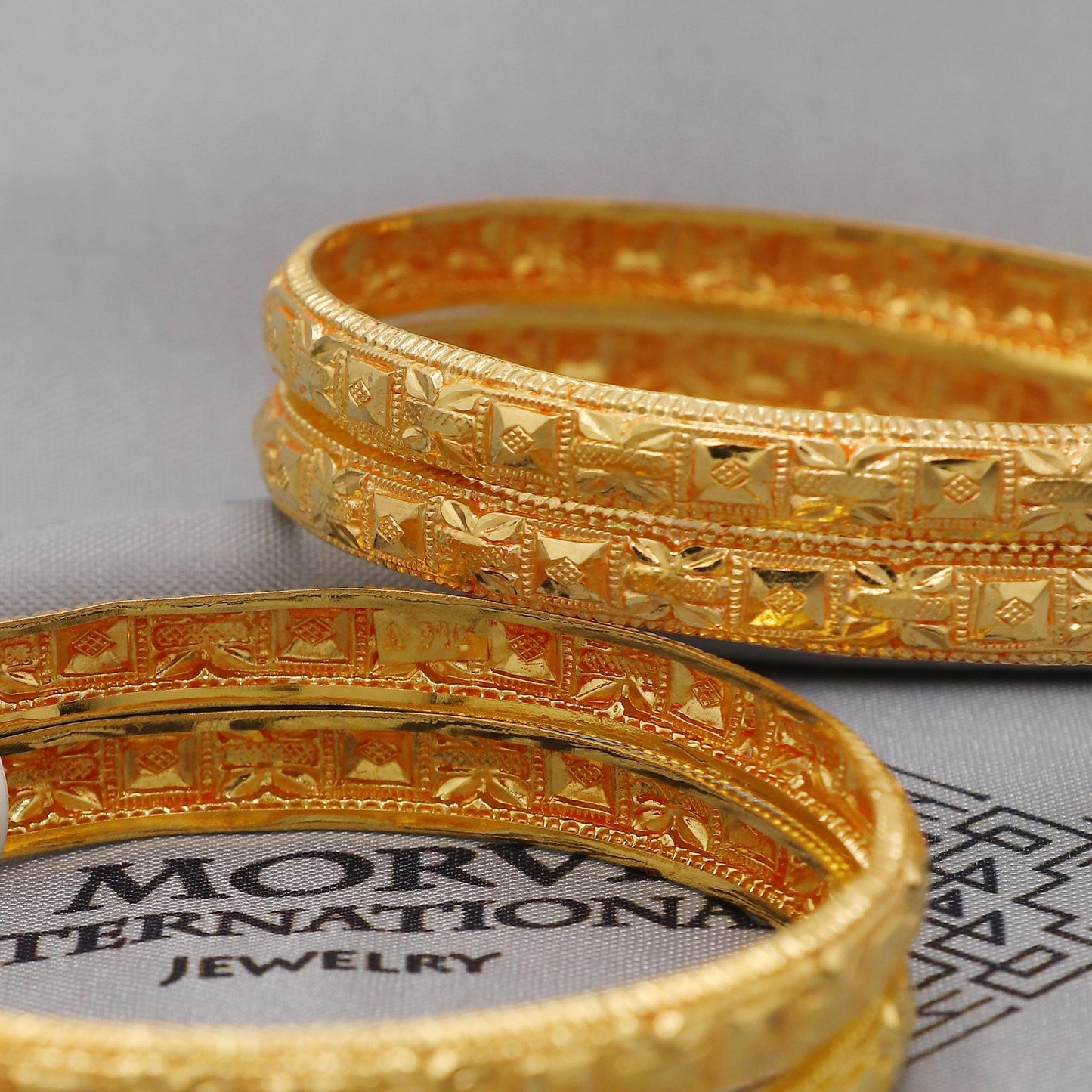 Pure 22k Gold Bangles Indian Handmade light weight , Traditional Rajasthan India, Bangle Bracelet pair Wedding Jewelry, wax filled, K6250