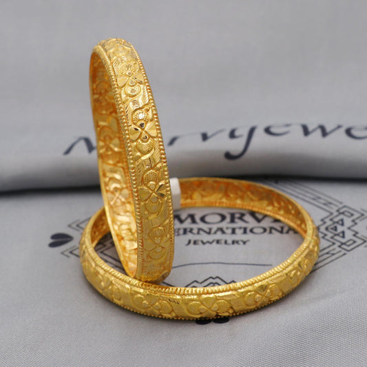 Pure 22k Gold Bangles Indian Handmade vintage design, Traditional Rajasthan India, Bangle Bracelet Wedding women Jewelry, inner wax lakh