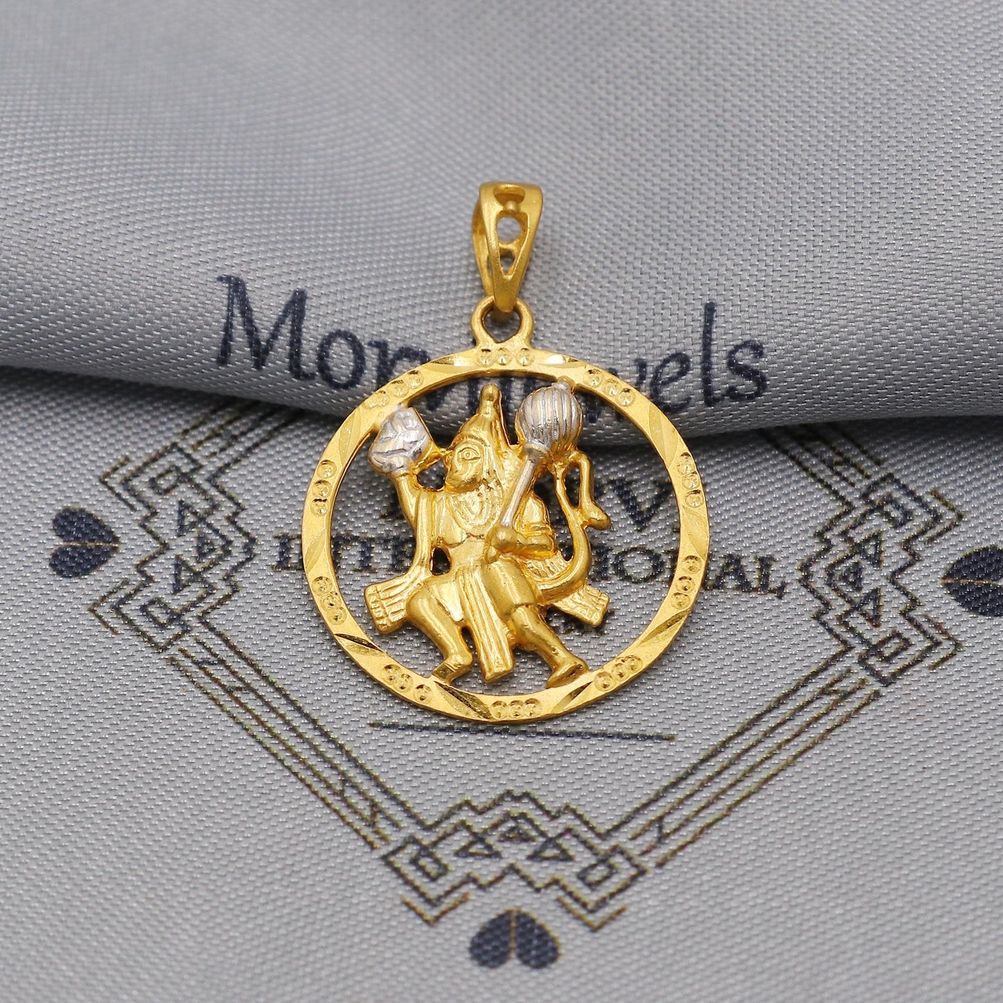 Hanuman ji hindu god 22k Gold Pendant Indian 22kt Jewelry made in india, K6265