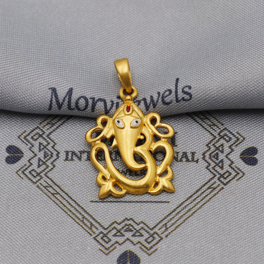 ganesha ganesh ji hindu god 22k Gold Pendant Indian 22kt Jewelry Handamde Jewelry, K6268