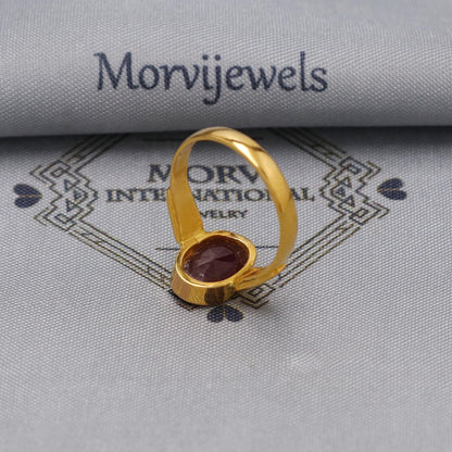 22k Gold Ring: Handmade Indian Ruby One Stone Unisex Ring