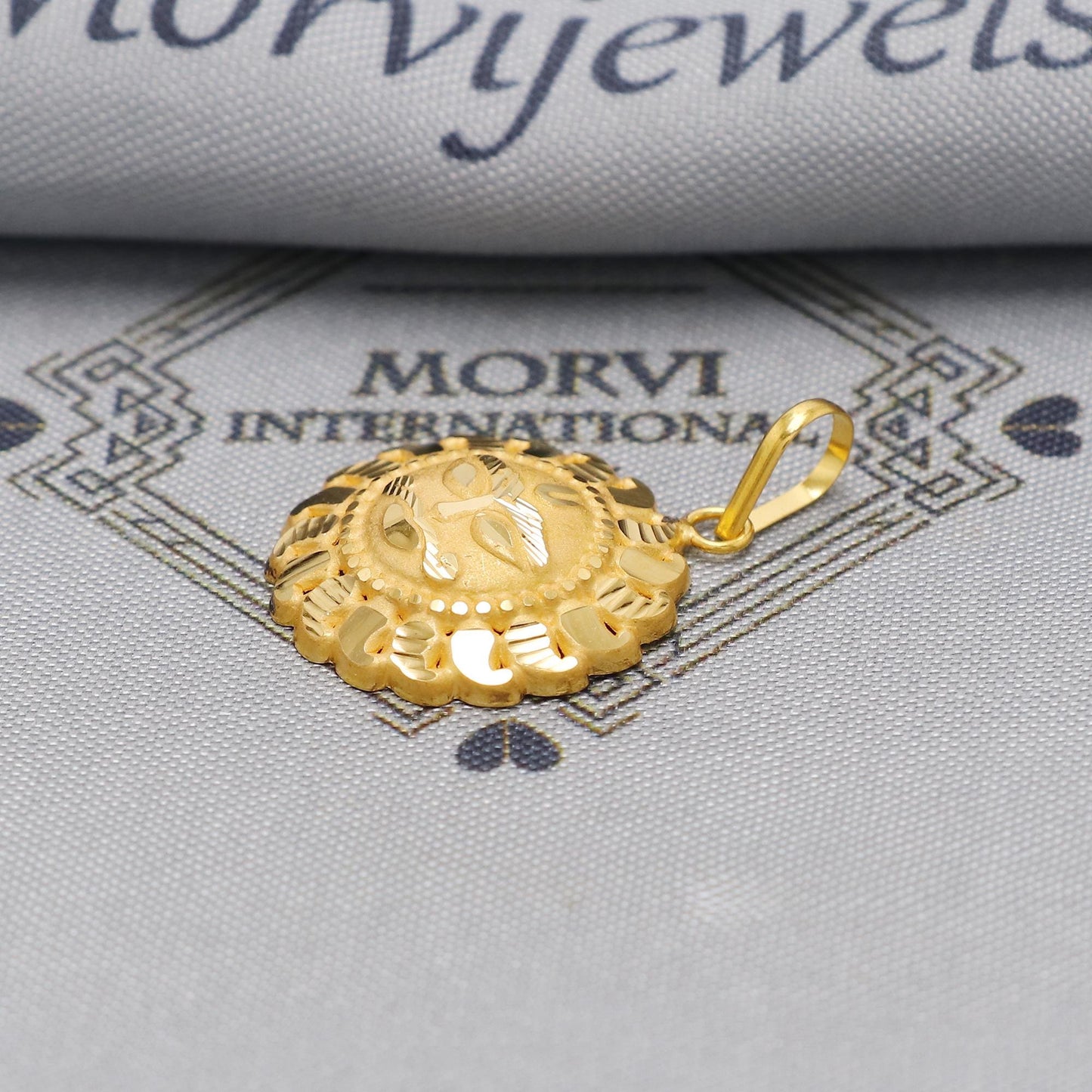 20k Yellow Gold Sun Face Pendant: Indian Surya Dev Jewelry, Engraved Gold Charms