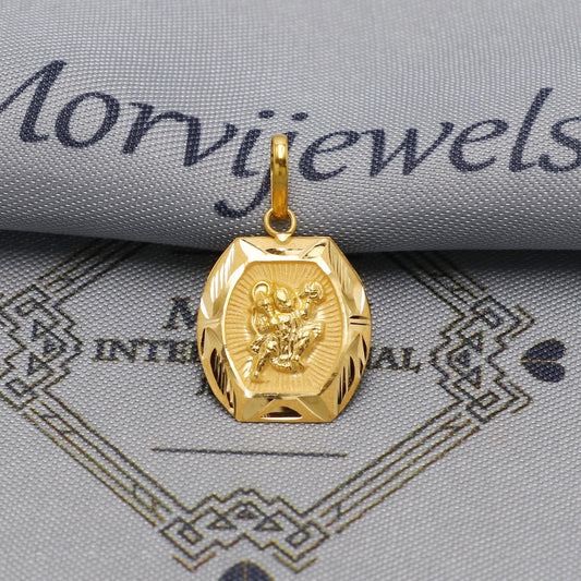 Small Tiny 20k 18k Yellow Gold Hanuman Pendant: Indian God Jewelry