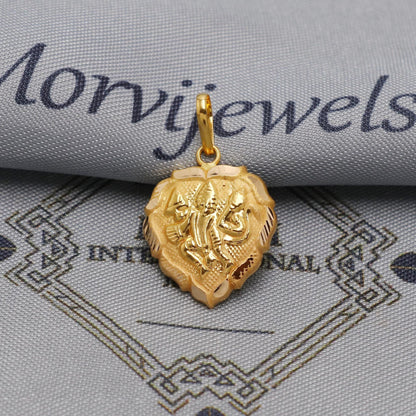 20k 18k Yellow Gold Hanuman Pendant: Indian God Jewelry