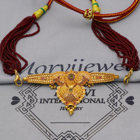 Pure 22k yellow gold small choker necklace, Handmade Indian Gold Necklace Jewelry for Women, K6283