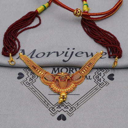 Pure 22k yellow gold small necklace, Handmade Indian Gold Necklace Jewelry for Women, K6285